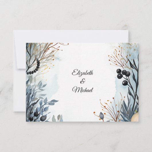 エーテルの繊細な水の色の穏やかな葉 出欠カード (裏面)