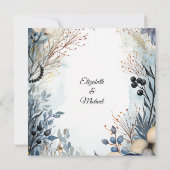エーテルの繊細な水の色の穏やかな葉 招待状 (裏面)