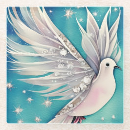 エーテルの翼を持つ白い小さな鳩 ガラスコースター