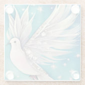 エーテルの翼を持つ白い小さな鳩 ガラスコースター (裏面)