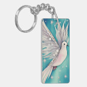 エーテルの翼を持つ白い小さな鳩 キーホルダー (正面左)