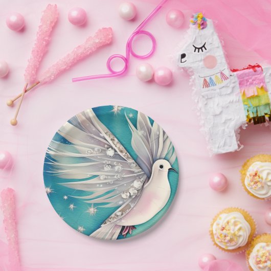 エーテルの翼を持つ白い小さな鳩 ペーパープレート (パーティー)