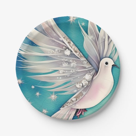 エーテルの翼を持つ白い小さな鳩 ペーパープレート (正面)