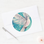 エーテルの翼を持つ白い小さな鳩 ラウンドシール (封筒)