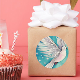 エーテルの翼を持つ白い小さな鳩 ラウンドシール