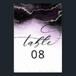 エーテルグラデーションミスト紫外結婚金 テーブルナンバー<br><div class="desc">Ethereal Mist グラデーション Ultra Violet Waterカラー手の水の色のミスティド洗浄の背景テクスチャーとMoody'sのデザイン色彩の鮮やか、シルバーフォイルの縞模様のラインと紙吹雪ドットとエッジのトレイル。トレンディーとモダン任意の季節を探す、ソフトな夢のようなカラーパレット：ブラック、パープル、アメジスト、ホワイト、シルバー、シックなブラシのスクリプトレタリングフォントと人気がある共に結婚 – のディナパーソナライズされたーの披露宴客席番号座席表!～このデザインのスイート全体を結婚見るために私の店をチェック！</div>