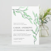 エーテルグリーン | 縦ボタニカルリーフウェディング 招待状 (スタンド正面)