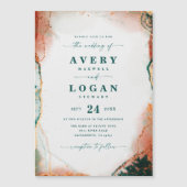 エーテルティール（緑がかった色）と銅磁気結婚式招待状 (正面)