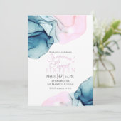 エーテルティール(緑がかった色)エレガントピンクイモダンスウィート16 招待状 (スタンド正面)