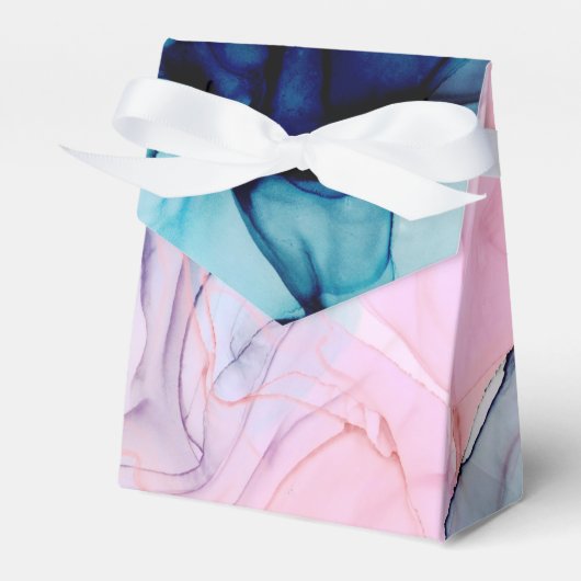 エーテルティール（緑がかった色）エレガントピンクイモダンンキ結婚ーズ フェイバーボックス (正面サイド)