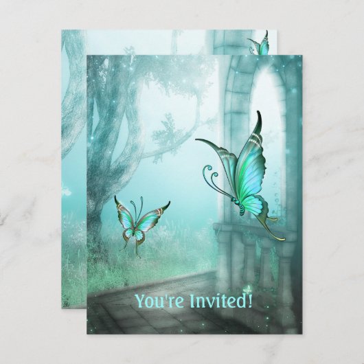 エーテルティール(緑がかった色)バタフライガーデンイベント 招待状 (正面/裏面)