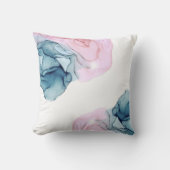 エーテルティール(緑がかった色)ピンクインキグラモダンマー クッション (正面)