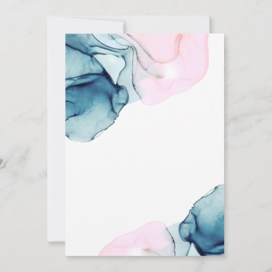 エーテルティール(緑がかった色)ピンクエレガントモダンブライダルシャワー 招待状 (裏面)