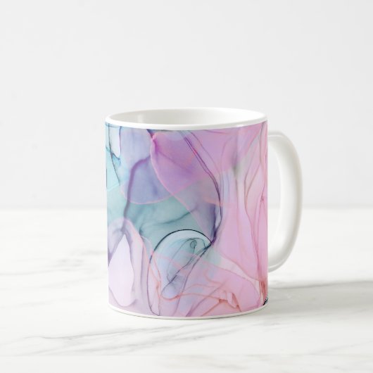 エーテルティール（緑がかった色）ピンクパープルインキグラマモダンール コーヒーマグカップ (正面右)
