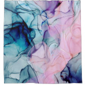 エーテルティール（緑がかった色）ピンクパープルインキグラマモダンール シャワーカーテン (正面)