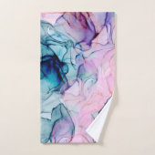 エーテルティール（緑がかった色）ピンクパープルインキグラマモダンール バスタオルセット (ハンドタオル)