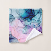 エーテルティール（緑がかった色）ピンクパープルインキグラマモダンール バスタオルセット (ウォッシュタオル)