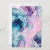 エーテルティール(緑がかった色)ピンクパープルインモダンキグラム結婚ズ 招待状 (裏面)