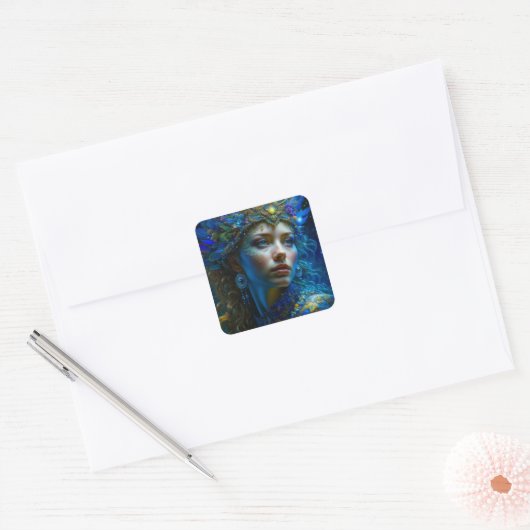 エーテルファンタジーアートプリンセス戦士の神秘的 スクエアシール (封筒)