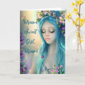 エーテルファンタジーアート |美しい青の妖精 カード (黄色い花)