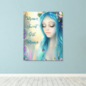 エーテルファンタジーアート |美しい青の妖精 キャンバスプリント (インサイチュ (ウッドフロア))