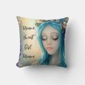 エーテルファンタジーアート |美しい青の妖精 クッション (正面)