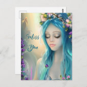 エーテルファンタジーアート |美しい青の妖精 ポストカード (正面/裏面)