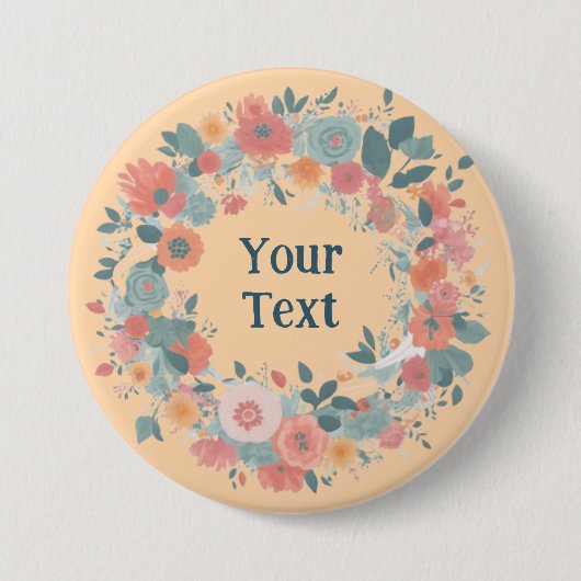 エーテル光ピンクフラワーリースラペールエンブレム 缶バッジ (正面)