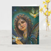 エーテル女性ホールディング金ゴールド蝶誕生日 カード (黄色い花)