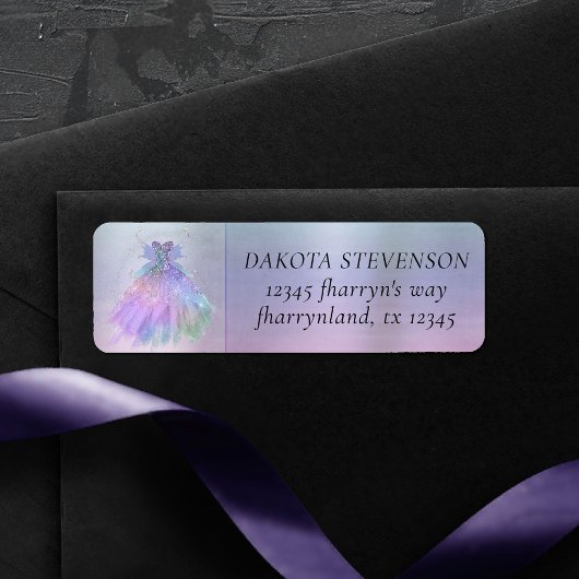 エーテル妖精のガウン | レインボーパステルグラデーションアドレス ラベル