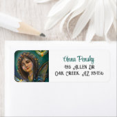 エーテル妖精の女の子とゴールデンバタフライ ラベル (インサイチュ)