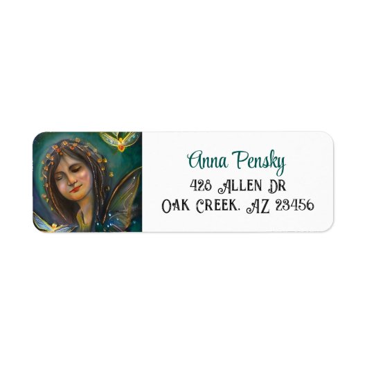 エーテル妖精の女の子とゴールデンバタフライ ラベル (正面)