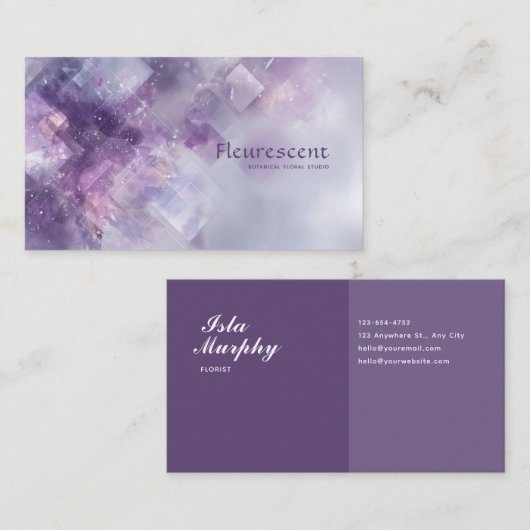 エーテル抽象芸術アメジスト結晶幾何学模様 名刺 (正面/裏面)