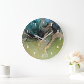 エーテル抽象芸術ティール（緑がかった色）ブラックグリーン金ゴールド ラージ壁時計 (ホーム)