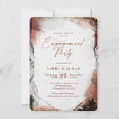 エーテル水彩焦げオレンジ婚約パーティ 招待状 (正面)