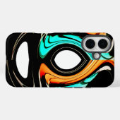 エーテル流動性 | ブラック、シアン、ホワイトの抽象画 Case-Mate iPhoneケース (裏面 (横))