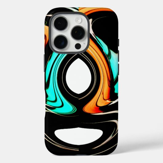 エーテル流動性 | ブラック、シアン、ホワイトの抽象的デザイン Case-Mate iPhoneケース (裏面)