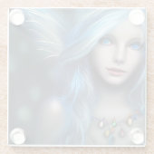 エーテル神秘的な妖精の女の子 ガラスコースター (裏面)