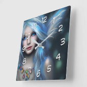 エーテル神秘的な妖精の女の子 スクエア壁時計 (傾斜)
