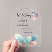 エーテル美しいソフトトーンお洒落パステル離れズ アクリル招待状 (インサイチュ (ポータブル))