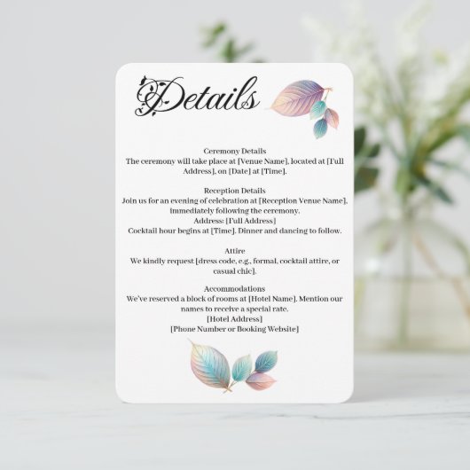 エーテル美しいソフトトーンお洒落パステル離れズ エンクロージャーカード (スタンド正面)