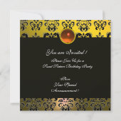 エーテル美しい、甘い16黄色、白黒ダマスク 招待状 (裏面)
