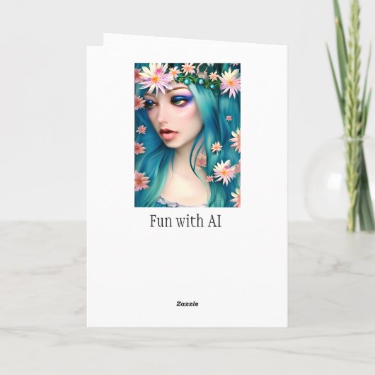 エーテル芸術 |美しいブルーフェアリー誕生日 カード (裏面)