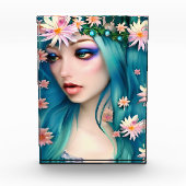 エーテル芸術 |青い髪の美しい妖精 フォトブロック (正面)