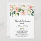 エーテル赤面ピンクフローラブライダルシャワー 招待状 (正面)