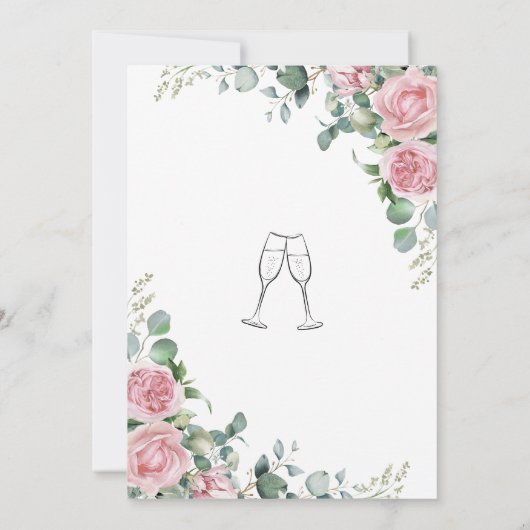 エーテル赤面ピンクローズフローラブライダルシャワー 招待状 (裏面)