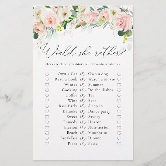 エーテル赤面ピンクローズブライダルシャワーゲーム (正面)