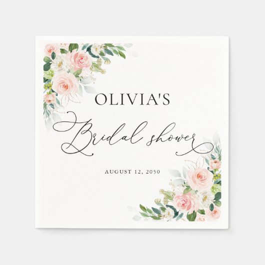 エーテル赤面ピンクローズブライダルシャワーナプキンス スタンダードカクテルナプキン (正面)