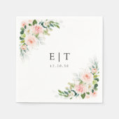 エーテル赤面ピンクローズ結婚ズペーパーナプキン スタンダードカクテルナプキン (正面)