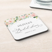 エーテル赤面ピンクローゼスブライダルシャワーコースター コースター (左側)